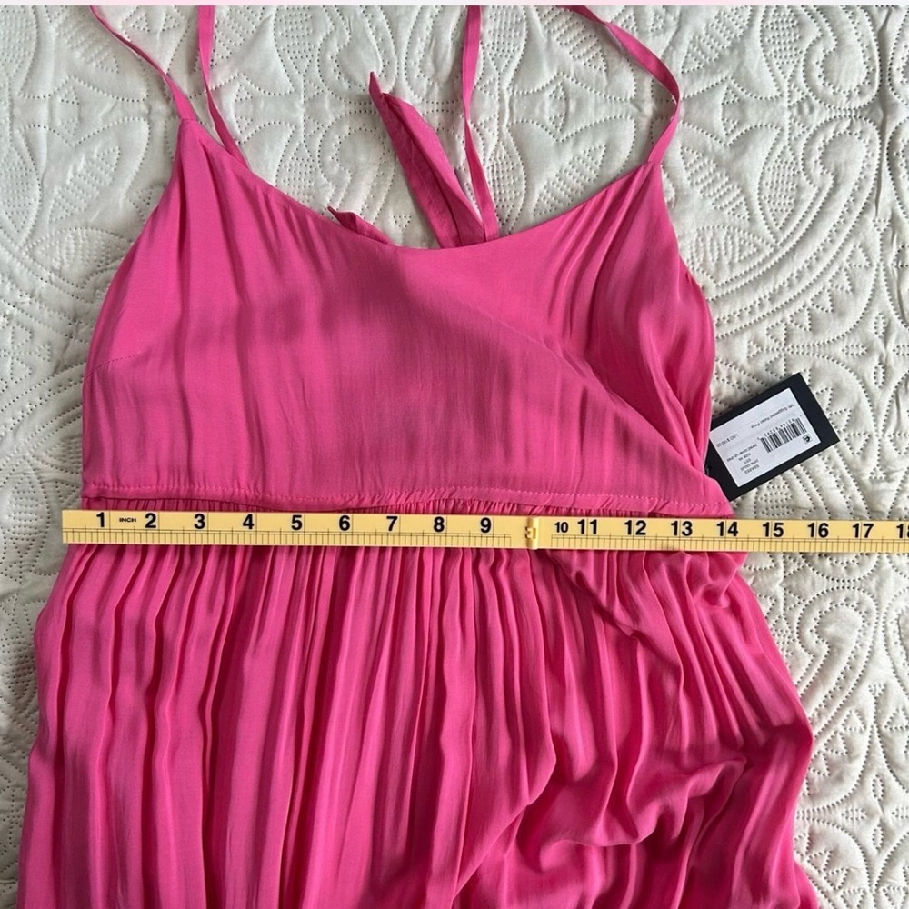 Kate Spade Pink and Red Maxi Dress tiered Colorblock Tie Bow back cover up sz XS - Picture 9 of 9